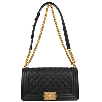 Boy Chanel Black Caviar Skin Medium Shoulder Bag