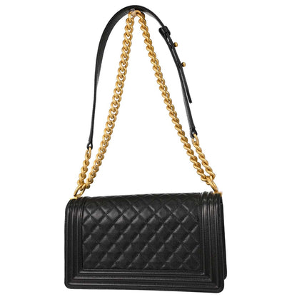 Boy Chanel Black Caviar Skin Medium Shoulder Bag