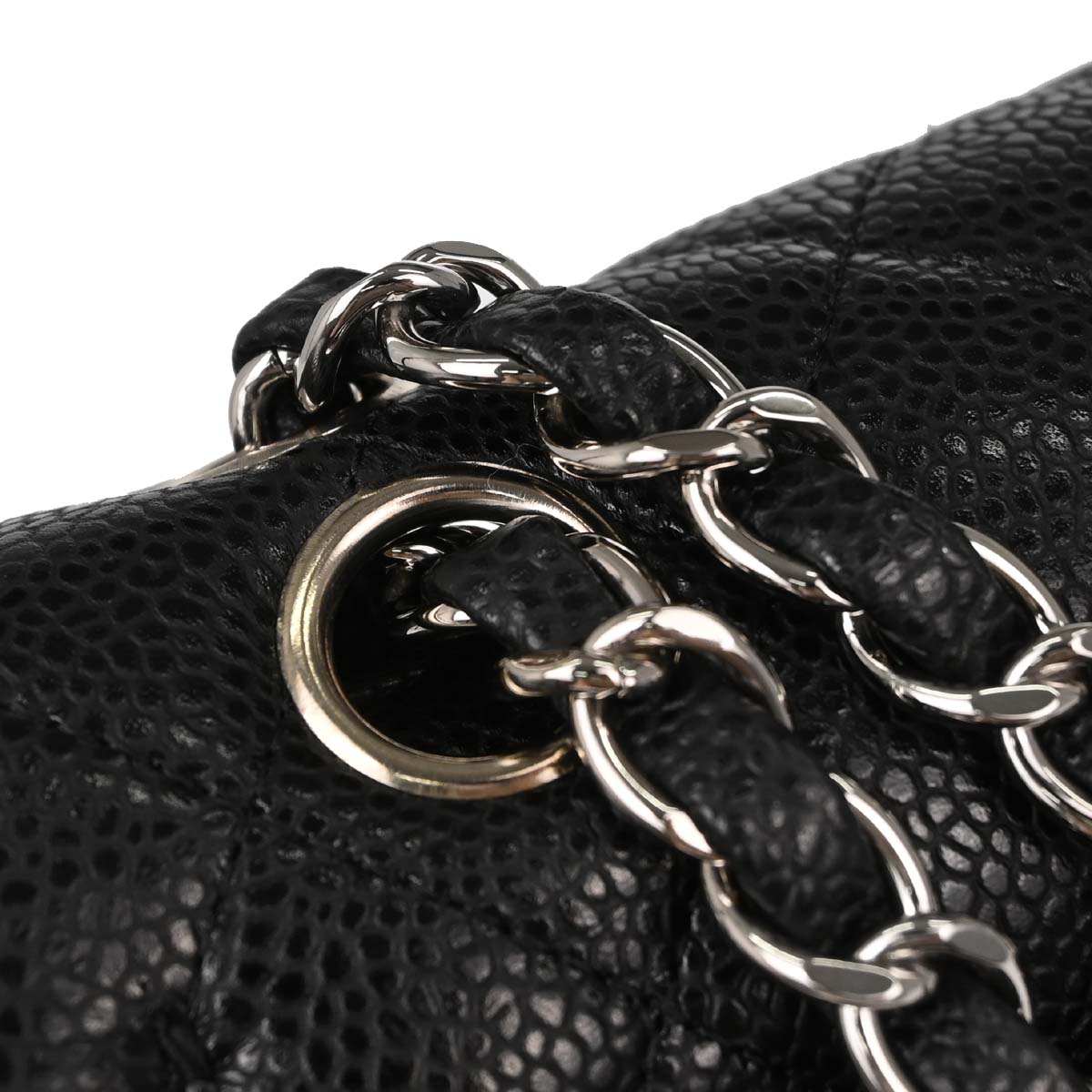 Chanel 2012 Black Caviar Skin Small Classic Double Flap Shoulder Bag