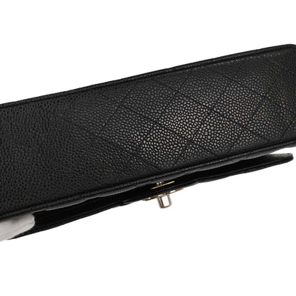 Chanel 2012 Black Caviar Skin Small Classic Double Flap Shoulder Bag