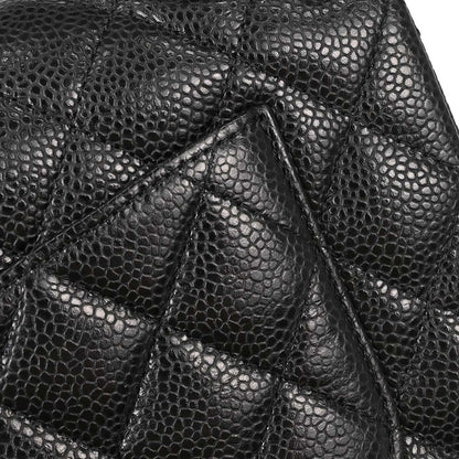 Chanel 2012 Black Caviar Skin Small Classic Double Flap Shoulder Bag