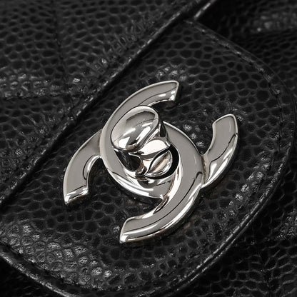 Chanel 2012 Black Caviar Skin Small Classic Double Flap Shoulder Bag