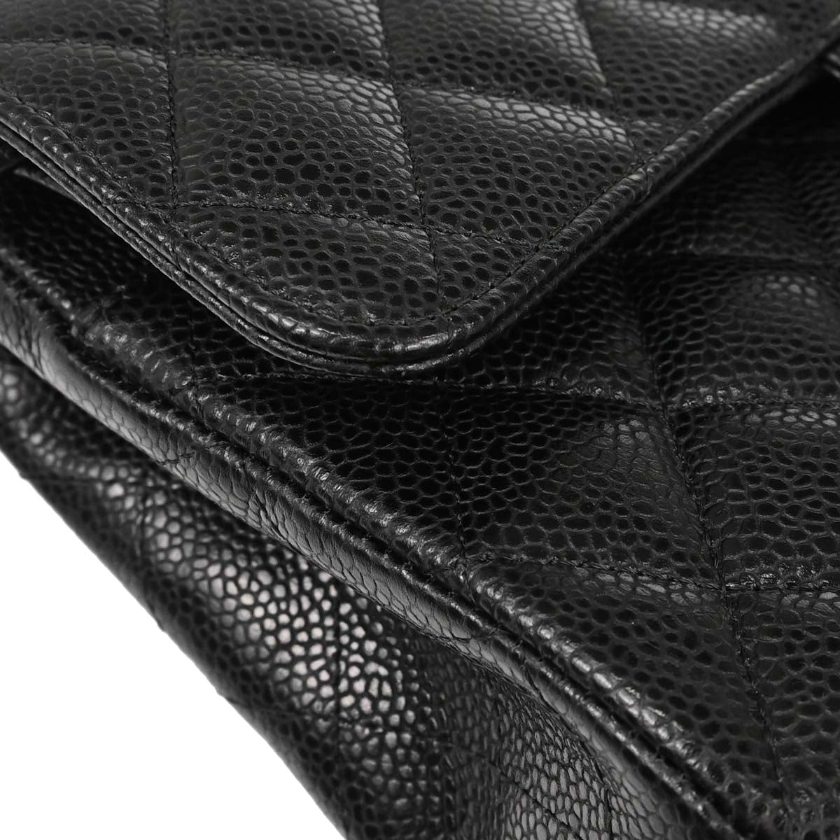 Chanel 2012 Black Caviar Skin Small Classic Double Flap Shoulder Bag
