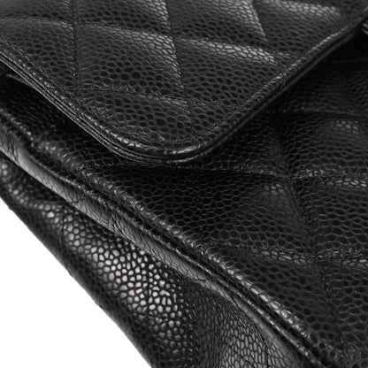 Chanel 2012 Black Caviar Skin Small Classic Double Flap Shoulder Bag