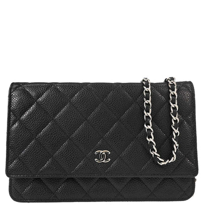 Chanel Black Caviar Skin Classic WOC Wallet on Chain Shoulder Bag