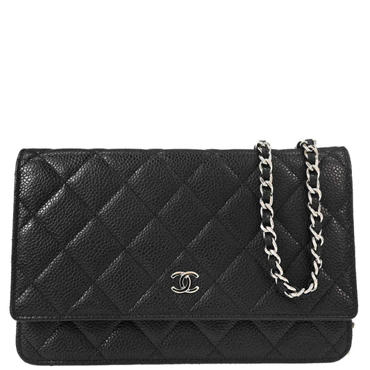 Chanel Black Caviar Skin Classic WOC Wallet on Chain Shoulder Bag