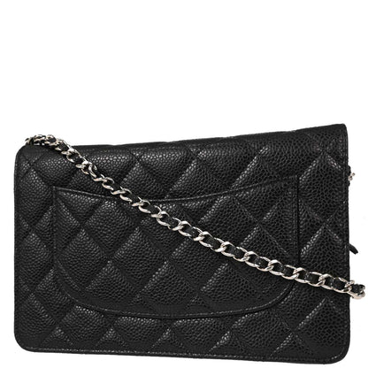 Chanel Black Caviar Skin Classic WOC Wallet on Chain Shoulder Bag