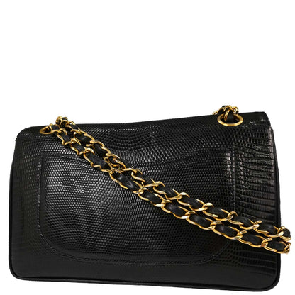 Chanel * Black Lizard Small Classic Double Flap Shoulder Bag