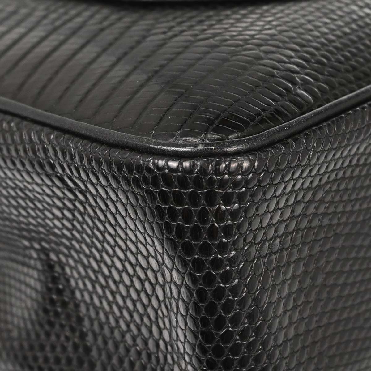 Chanel * Black Lizard Small Classic Double Flap Shoulder Bag