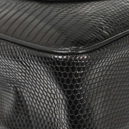 Chanel * Black Lizard Small Classic Double Flap Shoulder Bag