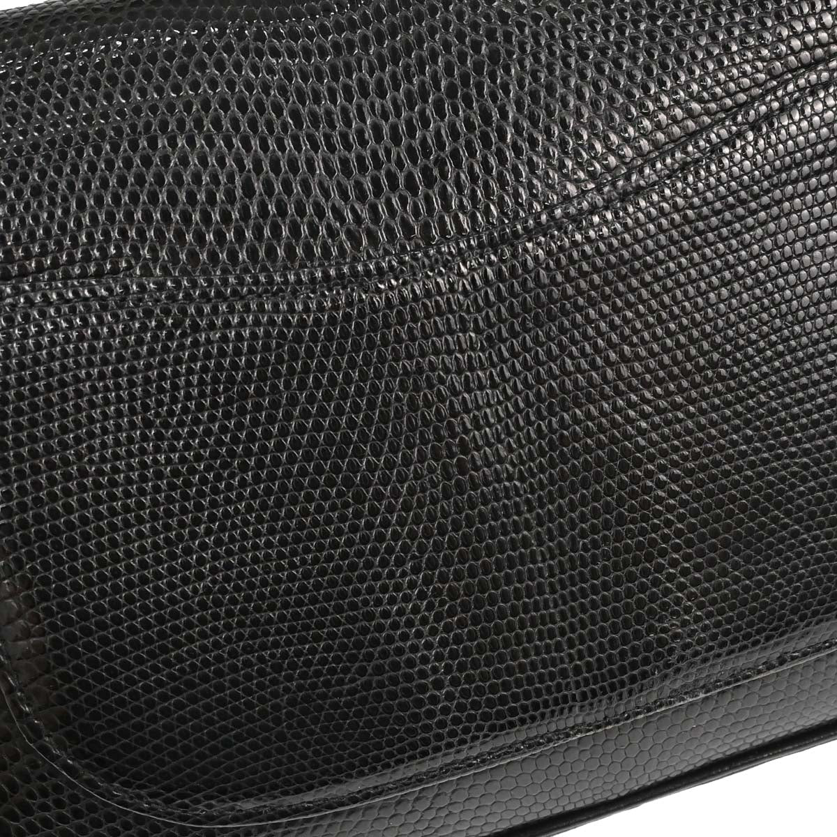 Chanel * Black Lizard Small Classic Double Flap Shoulder Bag