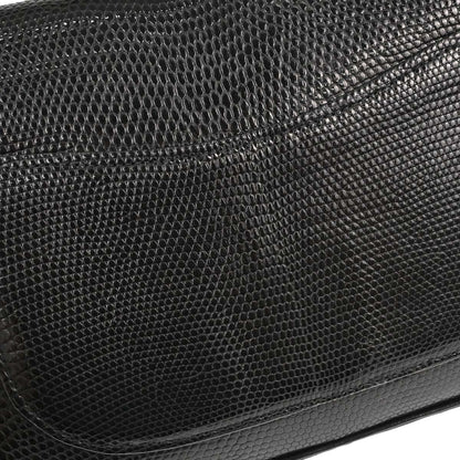 Chanel * Black Lizard Small Classic Double Flap Shoulder Bag