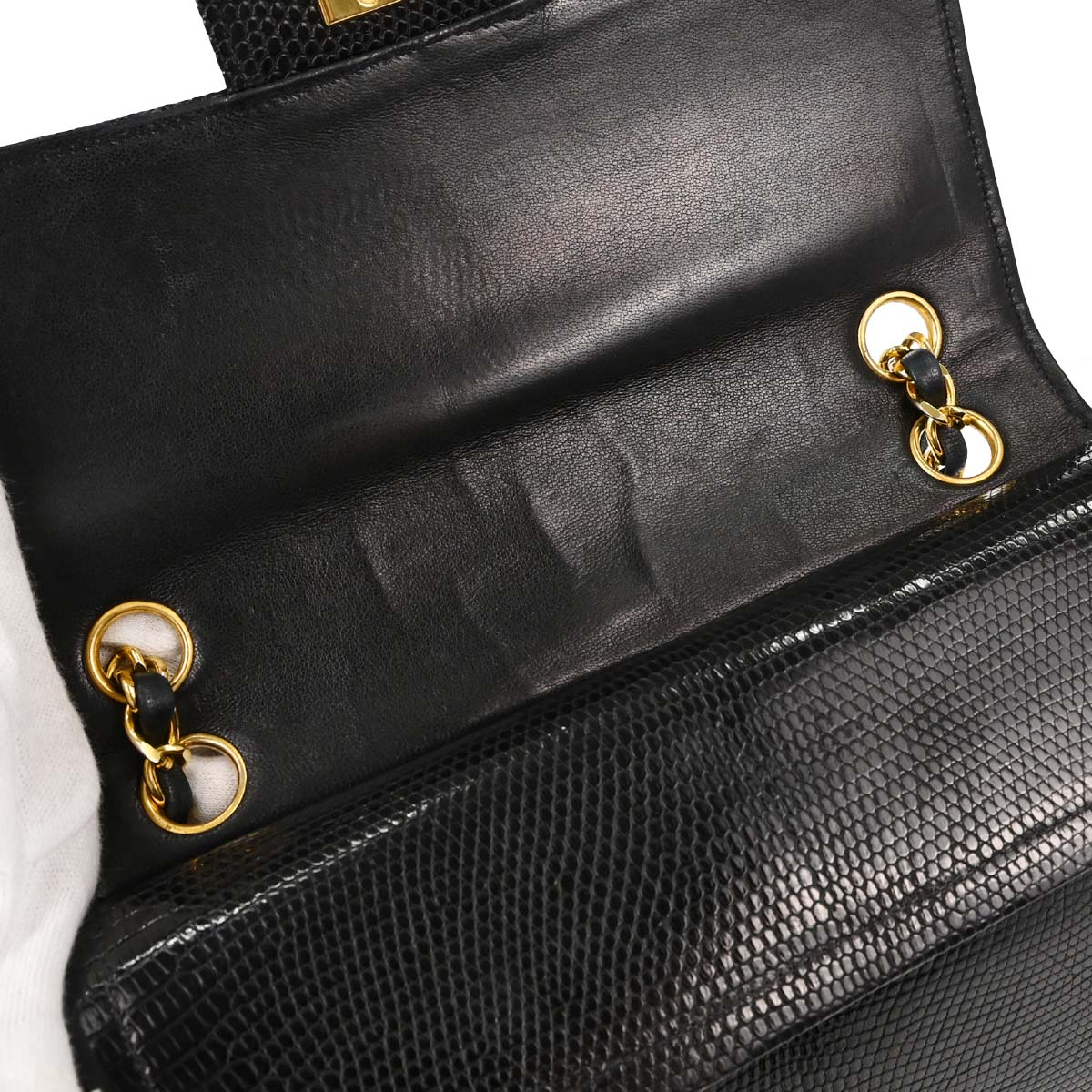 Chanel * Black Lizard Small Classic Double Flap Shoulder Bag