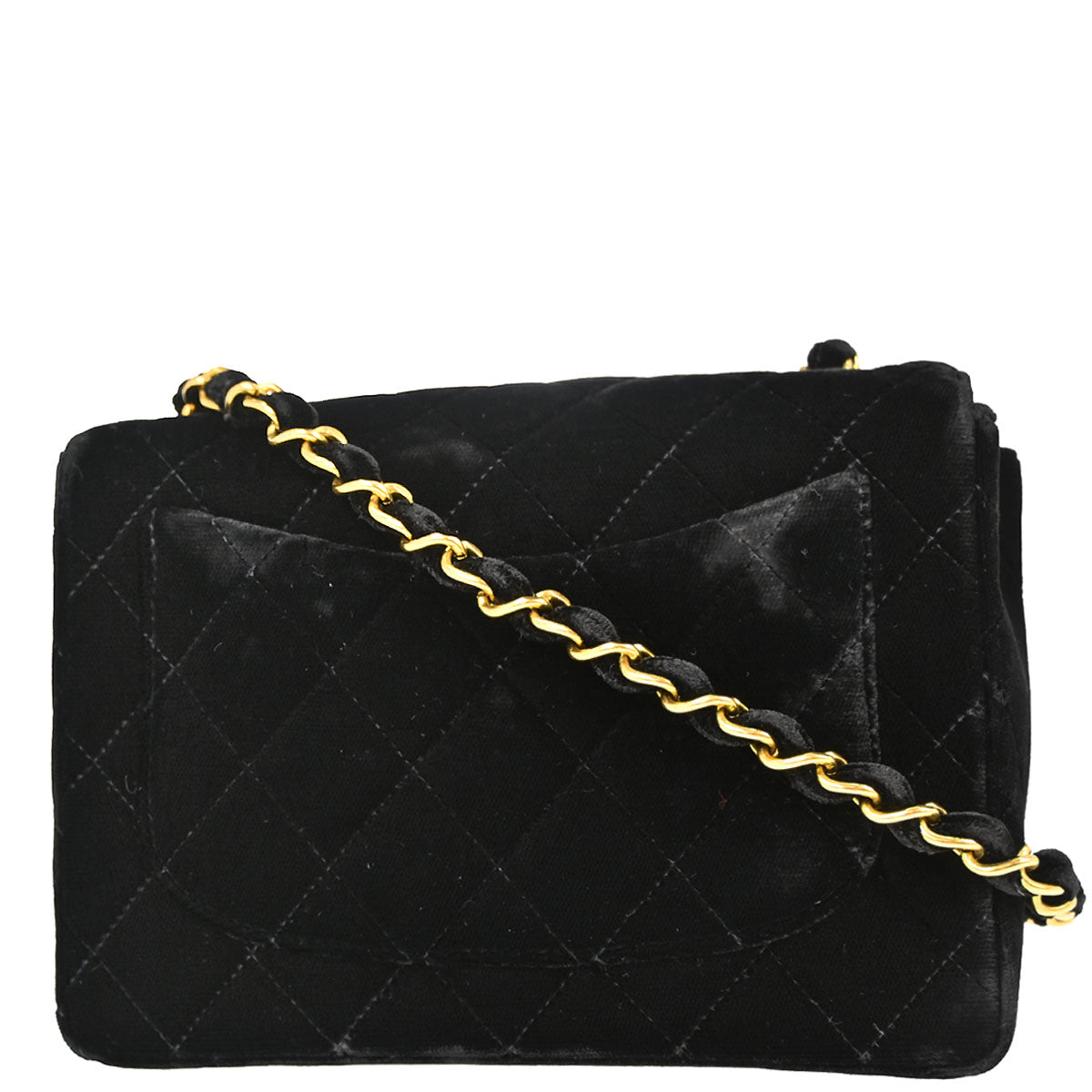 Chanel 1994-1996 Black Velvet Mini Classic Square Flap Shoulder Bag 17