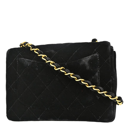 Chanel 1994-1996 Black Velvet Mini Classic Square Flap Shoulder Bag 17
