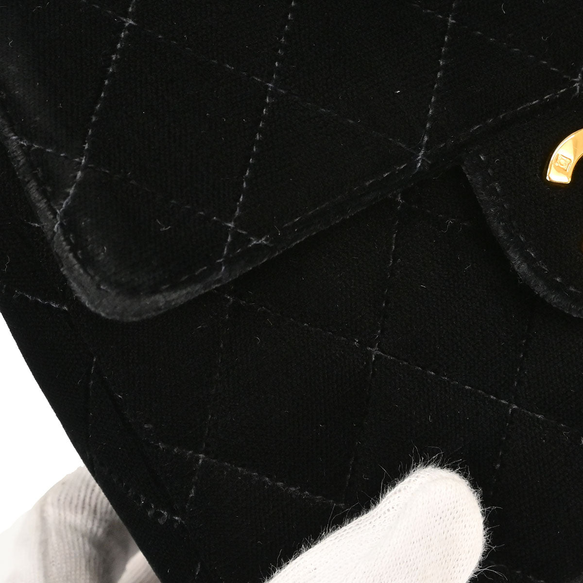 Chanel 1994-1996 Black Velvet Mini Classic Square Flap Shoulder Bag 17