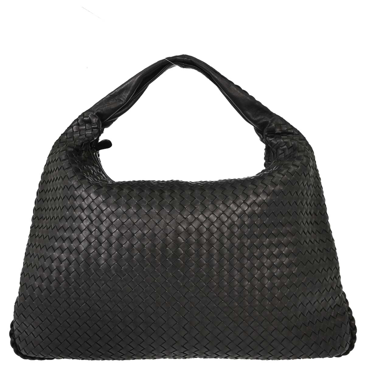 Bottega Veneta Black Lambskin Intrecciato Hobo Handbag