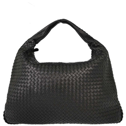 Bottega Veneta Black Lambskin Intrecciato Hobo Handbag