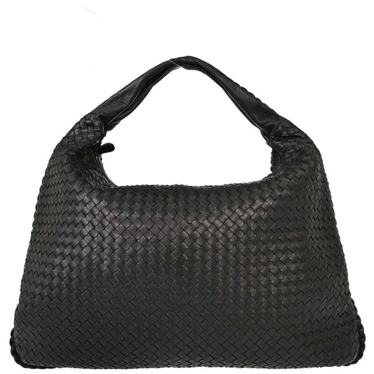 Bottega Veneta Black Lambskin Intrecciato Hobo Handbag