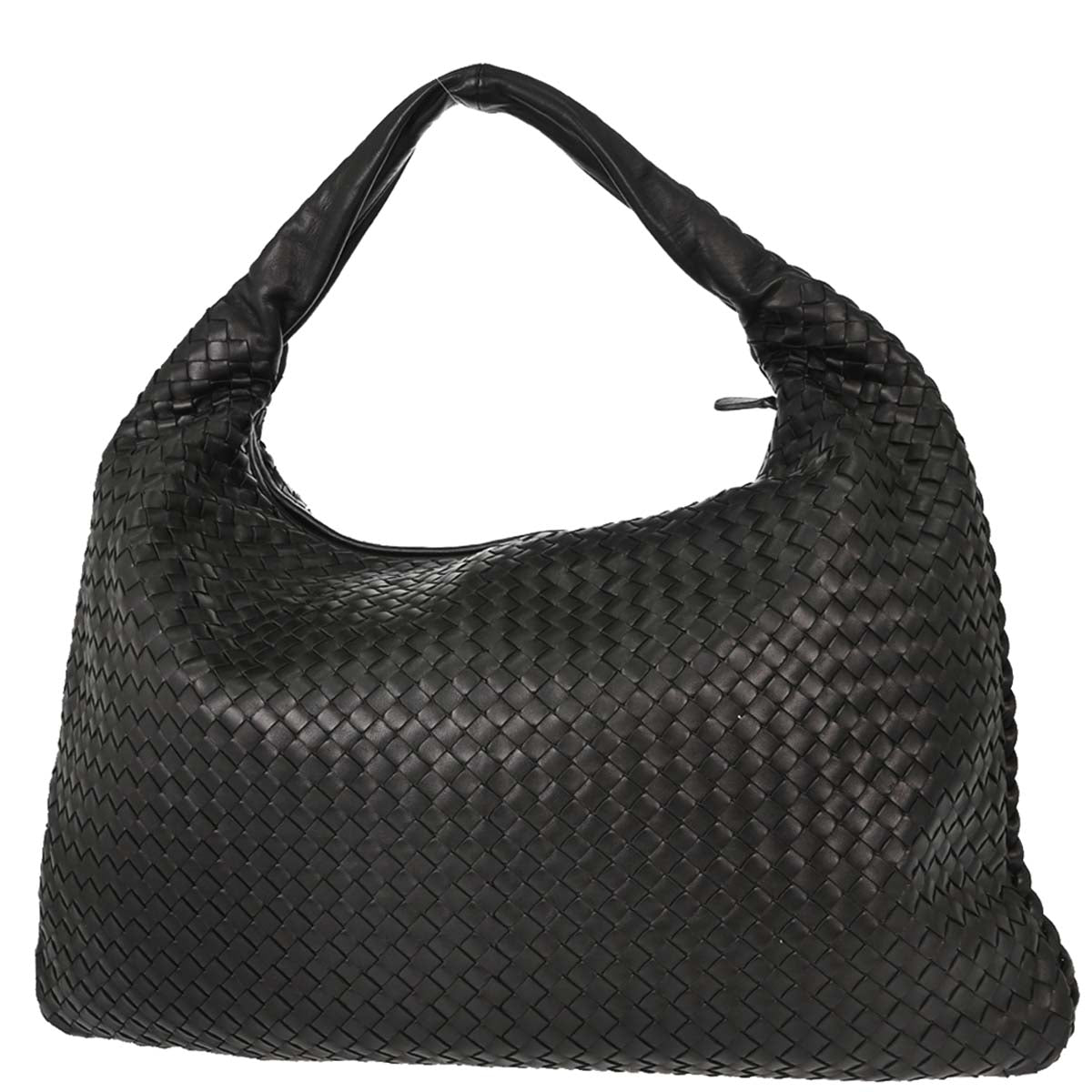 Bottega Veneta Black Lambskin Intrecciato Hobo Handbag