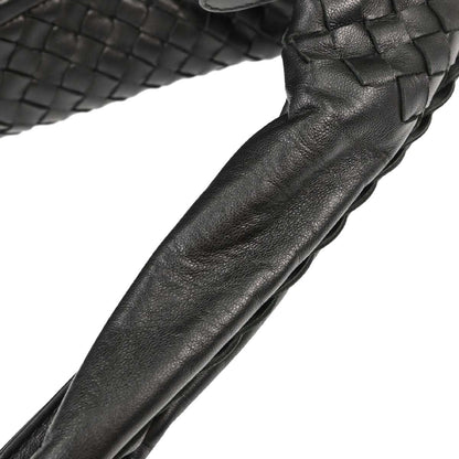 Bottega Veneta Black Lambskin Intrecciato Hobo Handbag