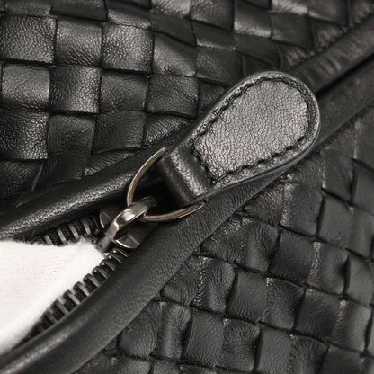Bottega Veneta Black Lambskin Intrecciato Hobo Handbag