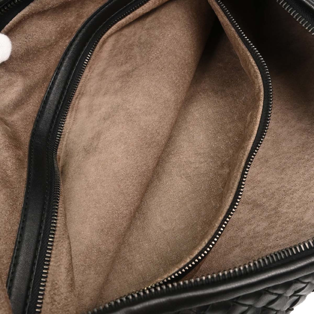 Bottega Veneta Black Lambskin Intrecciato Hobo Handbag