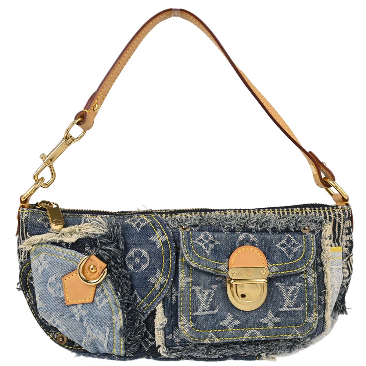 Louis Vuitton Blue Monogram Denim Patchwork Pouchy Handbag M95382