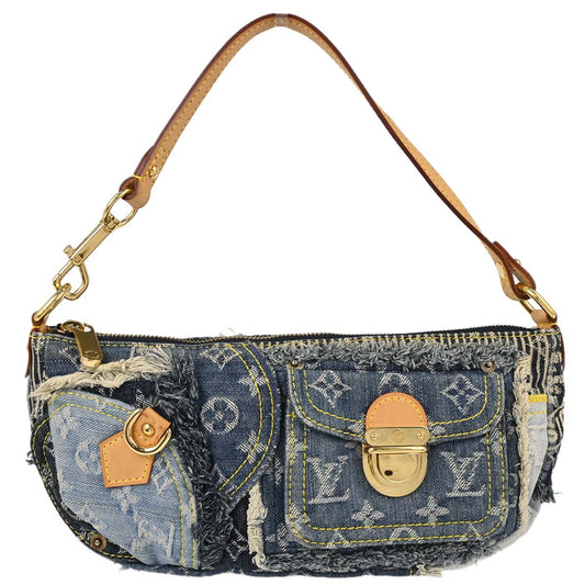Louis Vuitton Blue Monogram Denim Patchwork Pouchy Handbag M95382