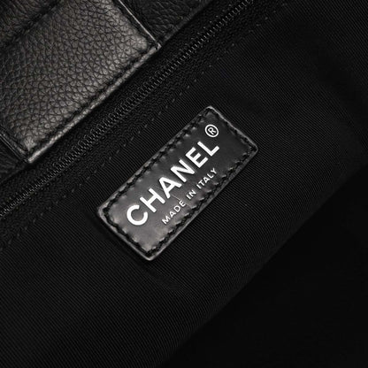Chanel Black Burgundy Calfskin Executive Cerf 2way Shoulder Tote Bag