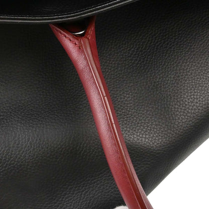 Chanel Black Burgundy Calfskin Executive Cerf 2way Shoulder Tote Bag