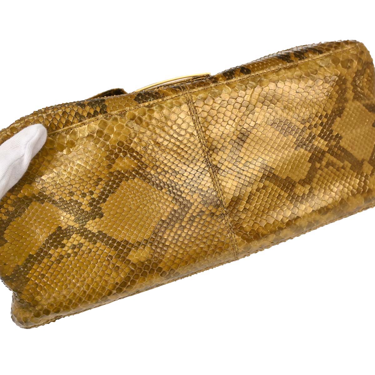 Fendi * Gold Python Mamma Baguette Handbag