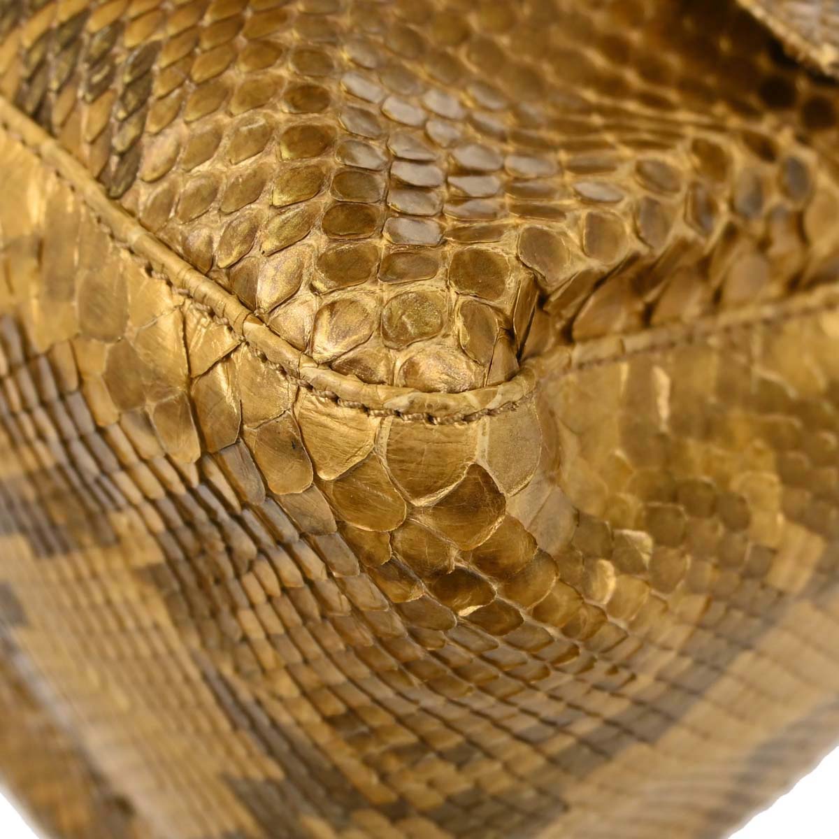 Fendi * Gold Python Mamma Baguette Handbag