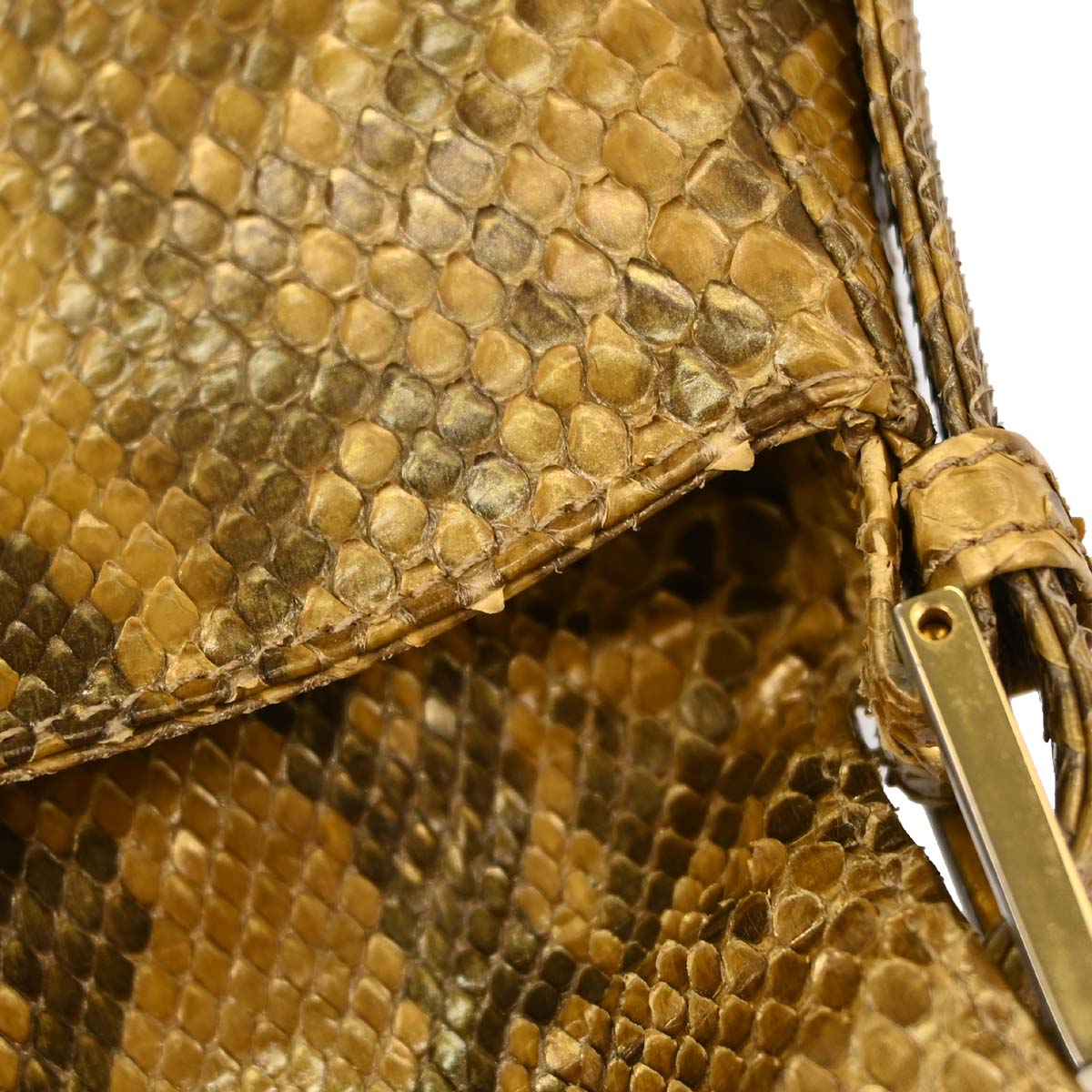 Fendi * Gold Python Mamma Baguette Handbag