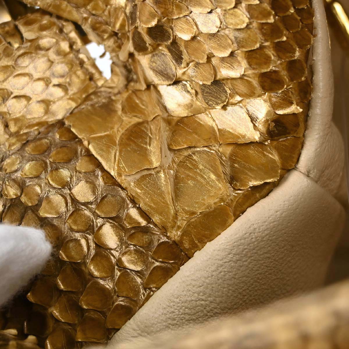 Fendi * Gold Python Mamma Baguette Handbag