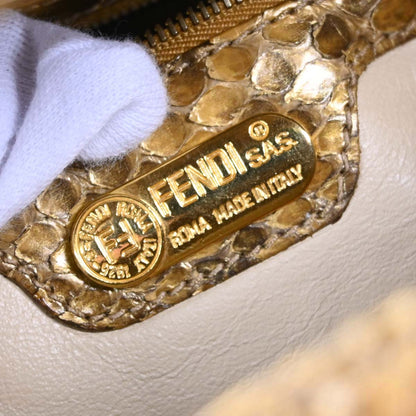 Fendi * Gold Python Mamma Baguette Handbag
