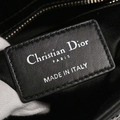 Christian Dior Black Satin Small Lady Dior Cannage 2way Shoulder Handbag