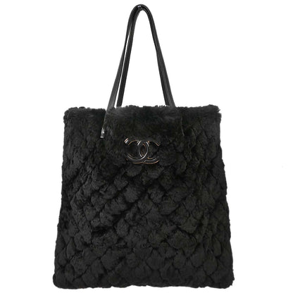 Chanel Black Lapin Fur Tote Handbag