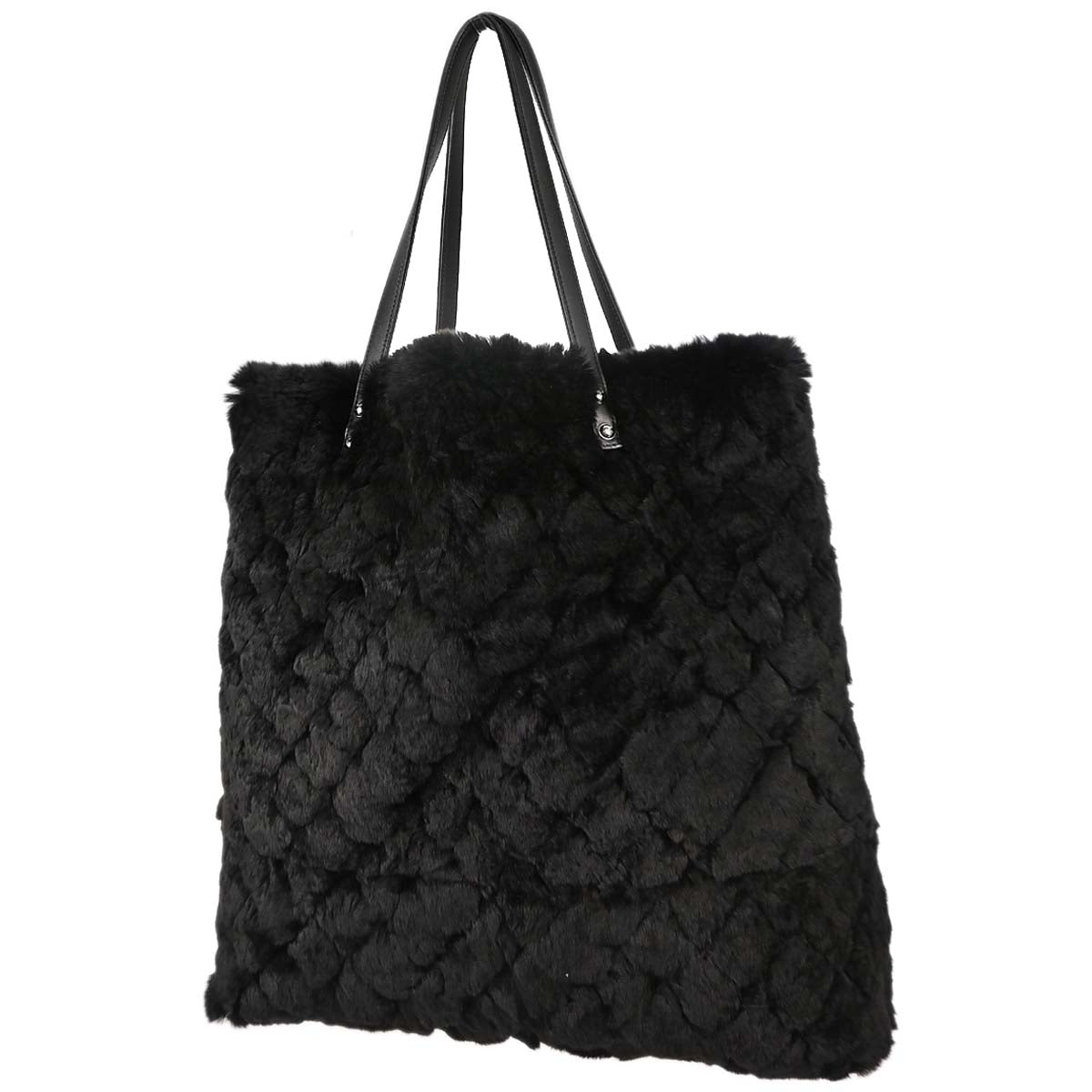 Chanel Black Lapin Fur Tote Handbag