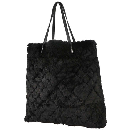 Chanel Black Lapin Fur Tote Handbag