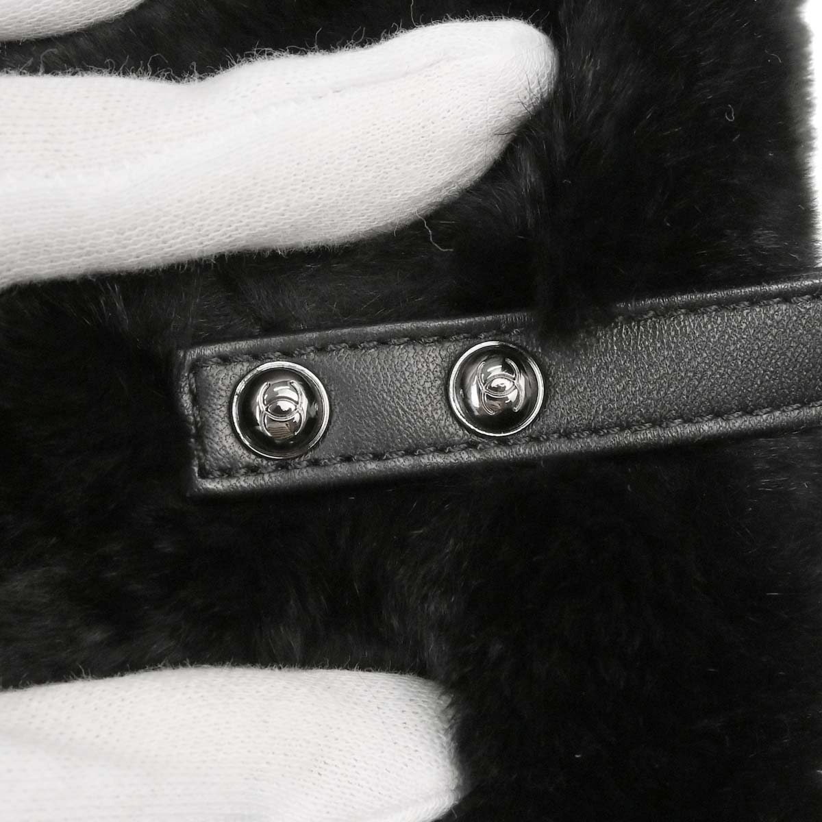 Chanel Black Lapin Fur Tote Handbag