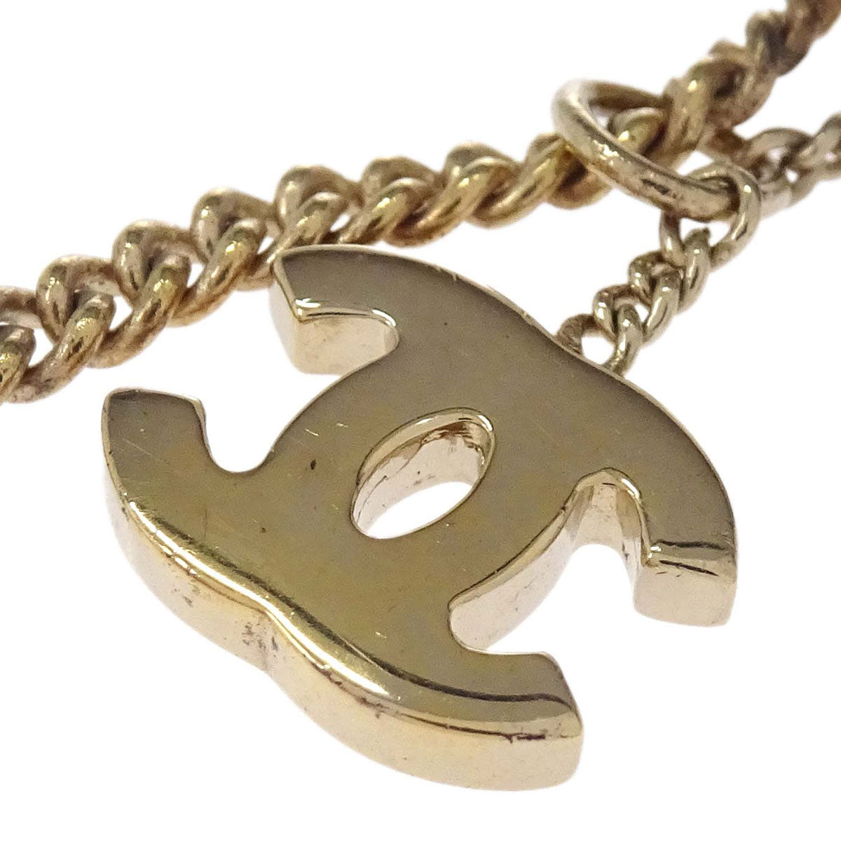 Chanel Lipstick Gold CC Pendant Rhinestone Necklace 05P