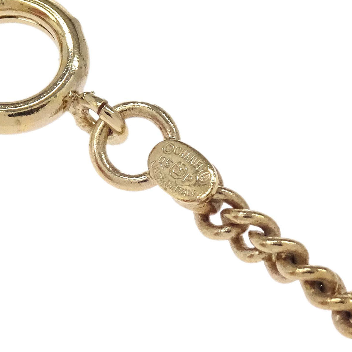 Chanel Lipstick Gold CC Pendant Rhinestone Necklace 05P