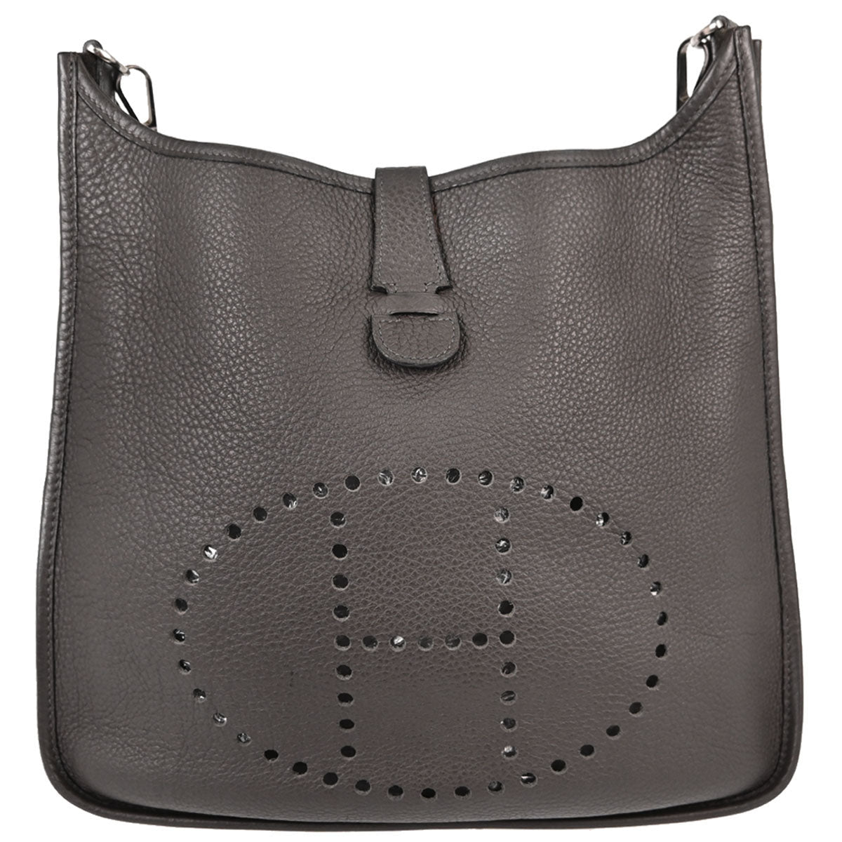 Hermes Graphite Taurillon Clemence Evelyne 2 33 GM Shoulder Bag