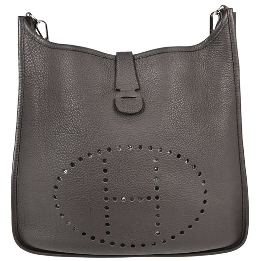 Hermes Graphite Taurillon Clemence Evelyne 2 33 GM Shoulder Bag
