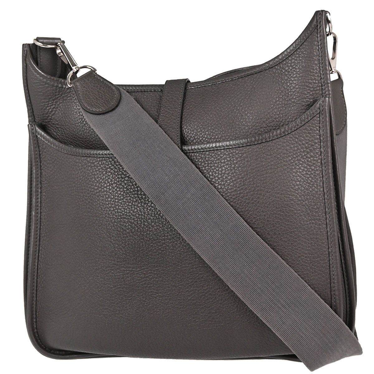 Hermes Graphite Taurillon Clemence Evelyne 2 33 GM Shoulder Bag