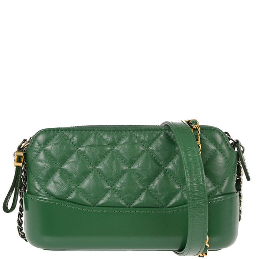 Chanel 2019 Green Calfskin Gabrielle WOC Wallet on Chain Shoulder Bag