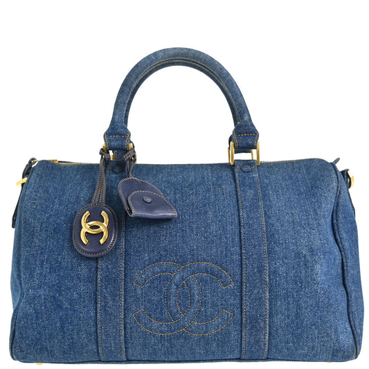 Chanel 1996-1997 Blue Denim Duffle Handbag