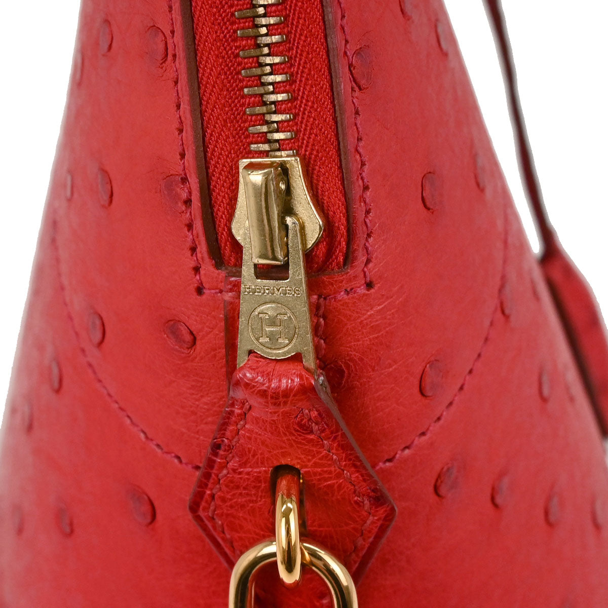 Hermes * Rouge Vif Ostrich Bolide 35 2way Shoulder Handbag