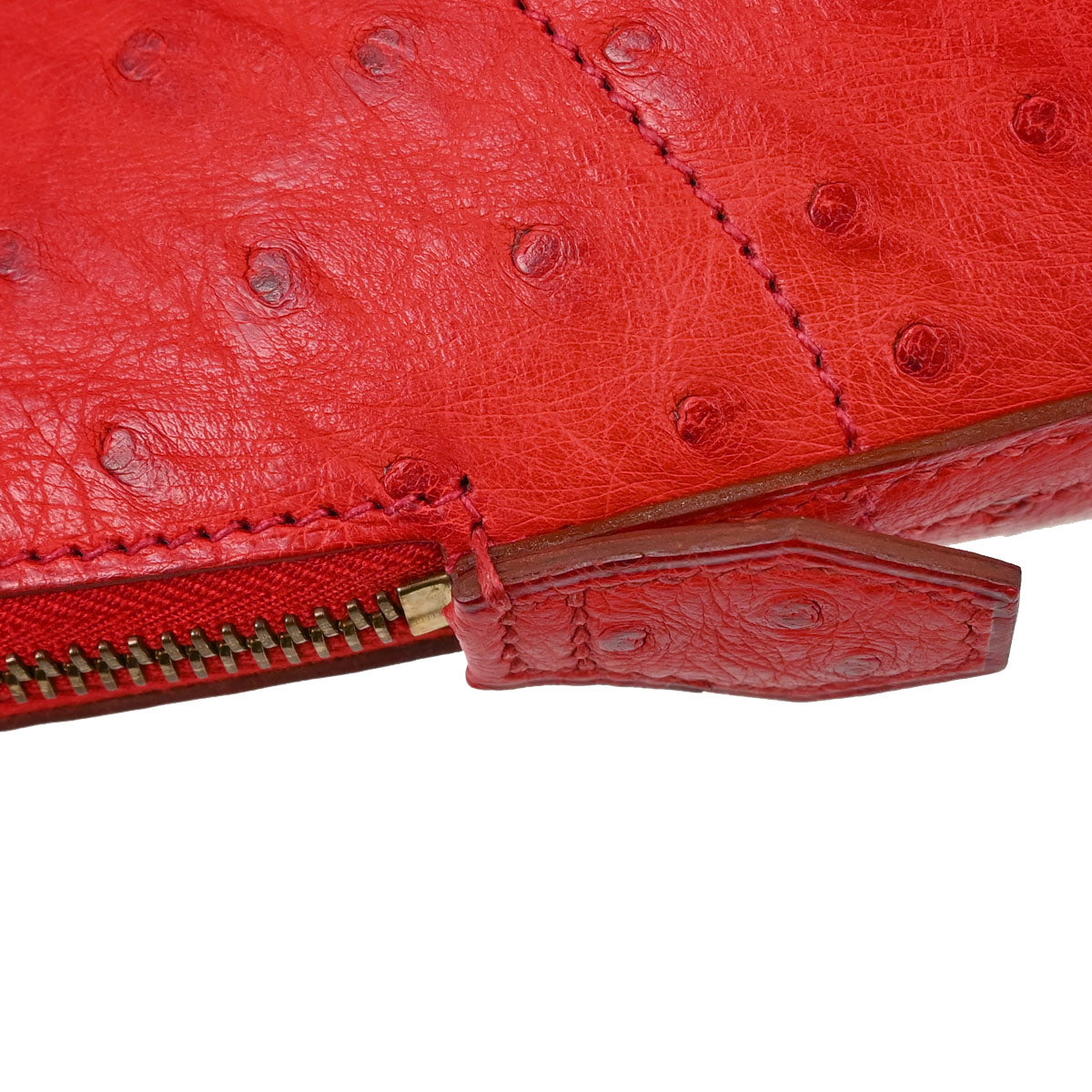 Hermes * Rouge Vif Ostrich Bolide 35 2way Shoulder Handbag